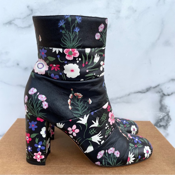 Valentino Camugarden paneled floral leather mid-calf boots size IT 37 US 7 - Picture 8 of 16